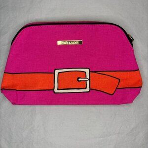 ESTEE LAUDER Make Up Pouch Pink Orange Belt Zipper Lined